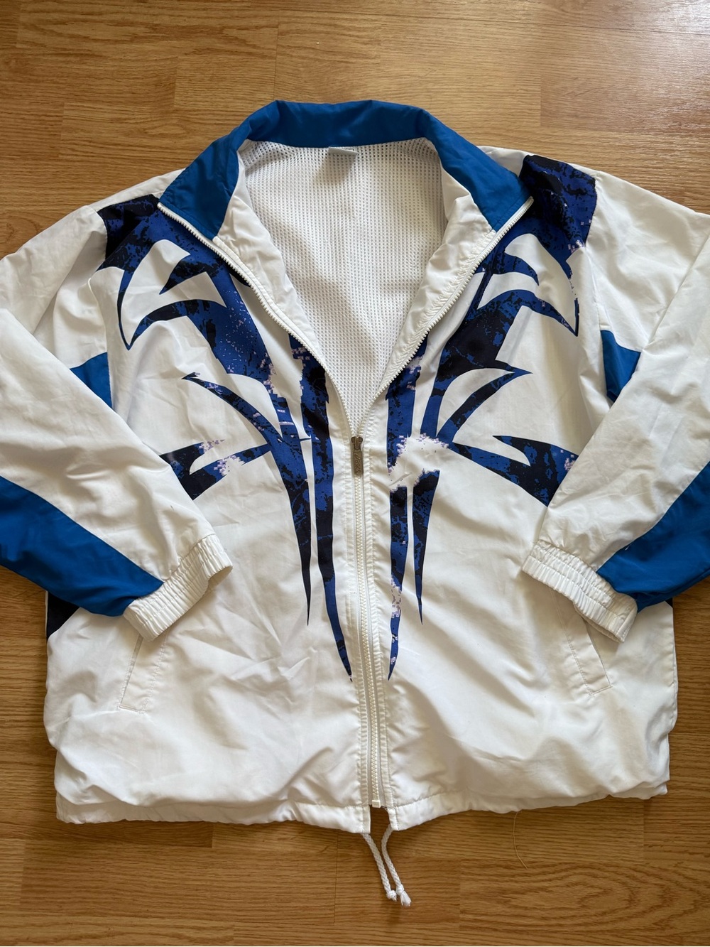 Vintage 90s ASICS Graphic Windbreaker Track Jacket Blue White Size L